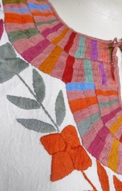 画像3: SALE!!✡メキシコ　シナカンタン村　手刺繍　ブラウス✡マンタ生地