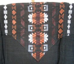 画像5: グアテマラ　メンズ刺繍クルタ　黒地/茶色刺繍　2