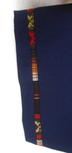 画像4: メキシコ　メンズ　スタンドカラー　織布（カラフル）付き　ブラウス　シャツ　藍色