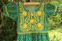 画像9: ✡メキシコ　子供　キッズ　刺繍ワンピース　グリーン✡着丈66cm　身幅32cm