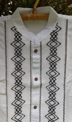 画像2: メキシコ　メンズ刺繍ブラウス　メキシカンメンズブラウス　ホワイト　シャツ