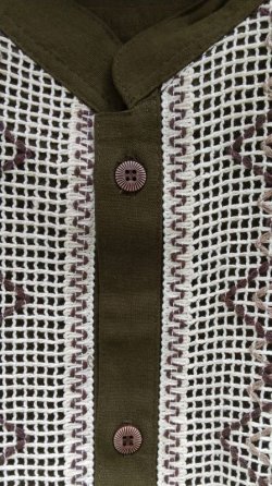 画像3: メキシコ　メンズ刺繍ブラウス　メキシカンメンズブラウス　グリーン　シャツ