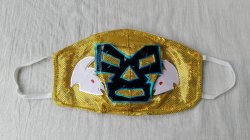 画像1: ☆メキシコ　ルチャリブレマスク　フェイスマスク　デザインマスク☆ドクトル・ワグナーJr　ゴールド/紺