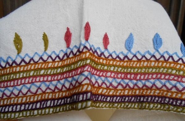 画像4: SALE!!✡メキシコ　チャムラ村　手刺繍　ブラウス　Vネック✡マンタ生地 (4)