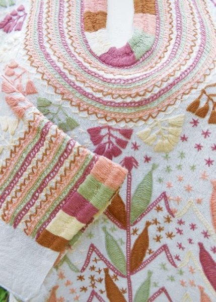 画像2: ✡メキシコ　手刺繍　ミルパブラウス　長袖✡マンタ生地 (2)