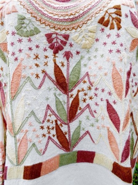 画像3: ✡メキシコ　手刺繍　ミルパブラウス　長袖✡マンタ生地 (3)