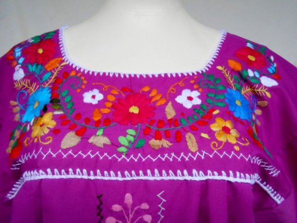 画像2: ☆メキシコ 手刺繍 ワンピース☆ (2)