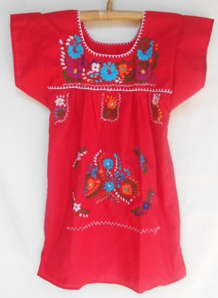 画像1: ✡子供用　メキシコ刺繍ワンピース✡110・120サイズぐらい着丈57cm (1)