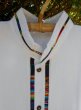 画像2: メキシコ　メンズ　スタンドカラー　織布（カラフル）付き　ブラウス　シャツ　ホワイト (2)