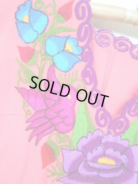 画像9: ☆メキシコ　シナカンタン村　刺繍　ワンピース　ピンク☆ (9)