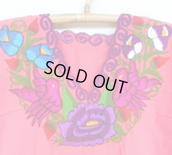 画像8: ☆メキシコ　シナカンタン村　刺繍　ワンピース　ピンク☆ (8)