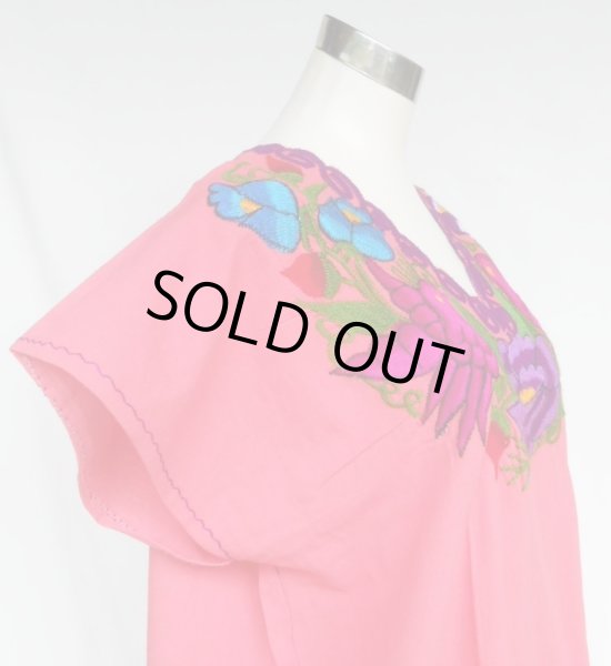 画像5: ☆メキシコ　シナカンタン村　刺繍　ワンピース　ピンク☆ (5)