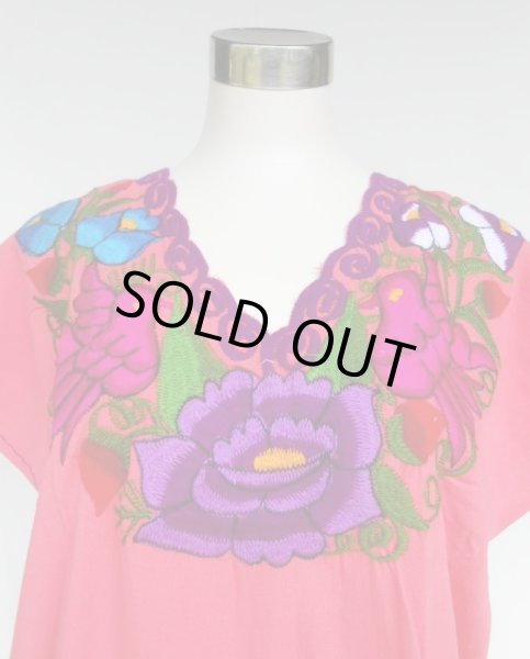 画像2: ☆メキシコ　シナカンタン村　刺繍　ワンピース　ピンク☆ (2)