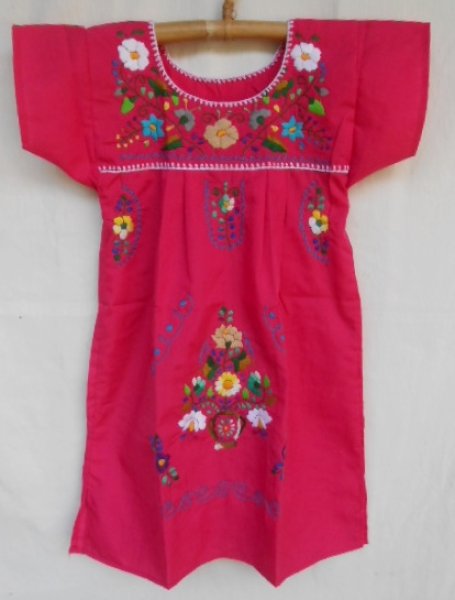 画像1: ✡子供用　メキシコ刺繍ワンピース✡着丈57cm (1)