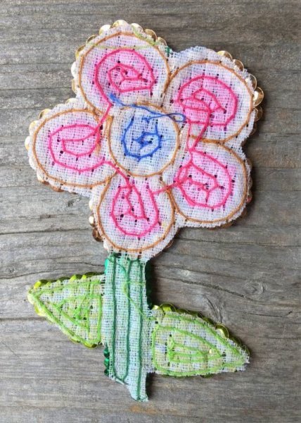 画像2: ☆メキシコ　スパンコールワッペン　お花☆ピンク (2)